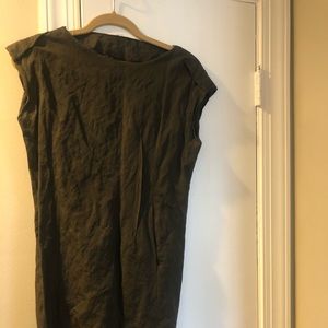 Slim elegant yigal shimmer olive dress